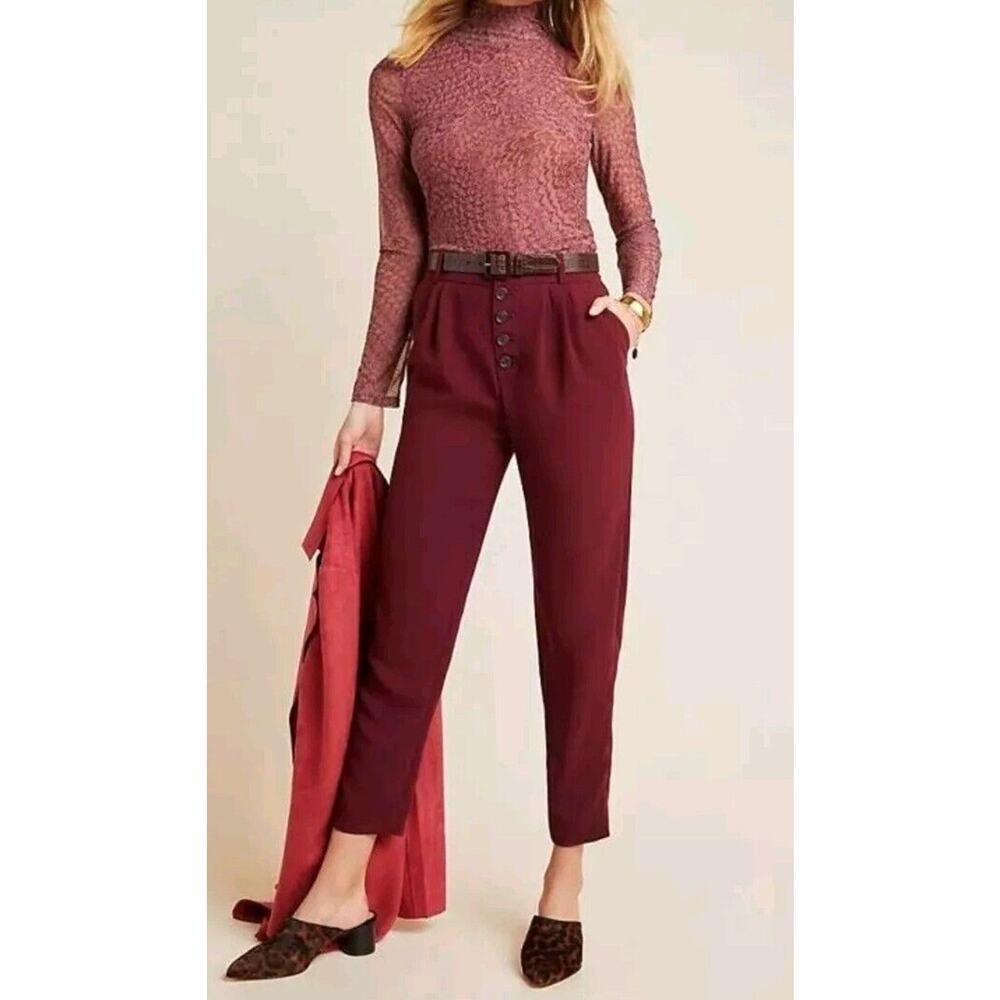Anthropologie Womens 16 High Rise Sasha Pants Straight Leg Button Fly Pleated